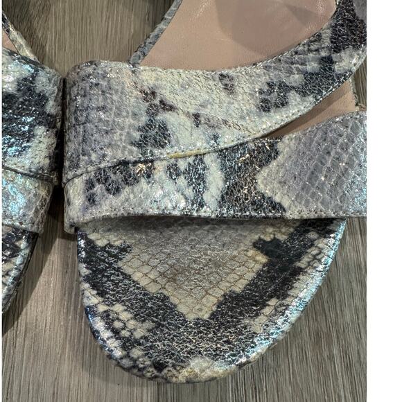 Michele Lopriore Gray Snake Skin Low Heel Sling Back Sandals Size 39/US8.5 - Picture 7 of 7